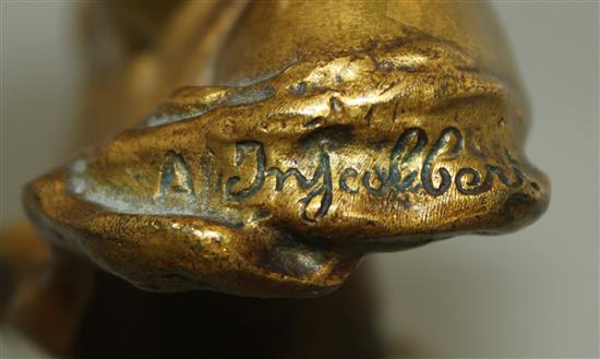 Antonin Larroux (1859-1913). A 19th century French gilt bronze bust, 7in.